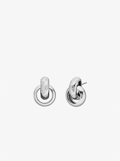 MICHAEL KORS Logo Engraved Chunky Stud Earrings SILVER Image 1
