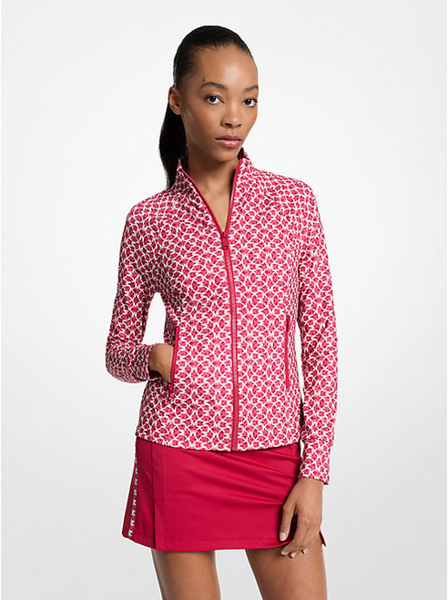 MICHAEL KORS Logo Print Stretch Knit Jacket DARKRASPBERRY Image 1