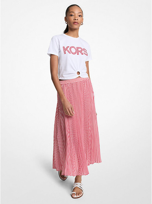 MICHAEL KORS Tile Print Georgette Midi Skirt DARKRASPBERRY Image 1