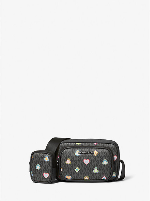 MICHAEL KORS Cooper Small Printed Signature Logo Camera Crossbody Bag With Pouch BLACK Image 1