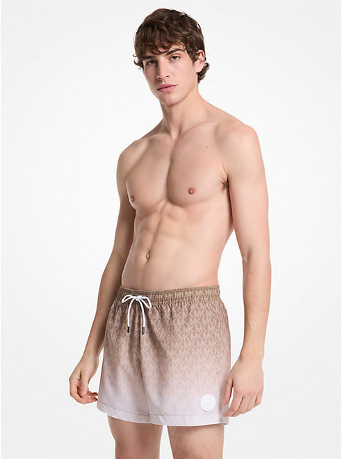 MICHAEL KORS Ombré Signature Logo Swim Trunks HUSK Image 1