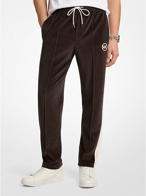 MICHAEL KORS Stripe Velour Joggers BLACK Image 1