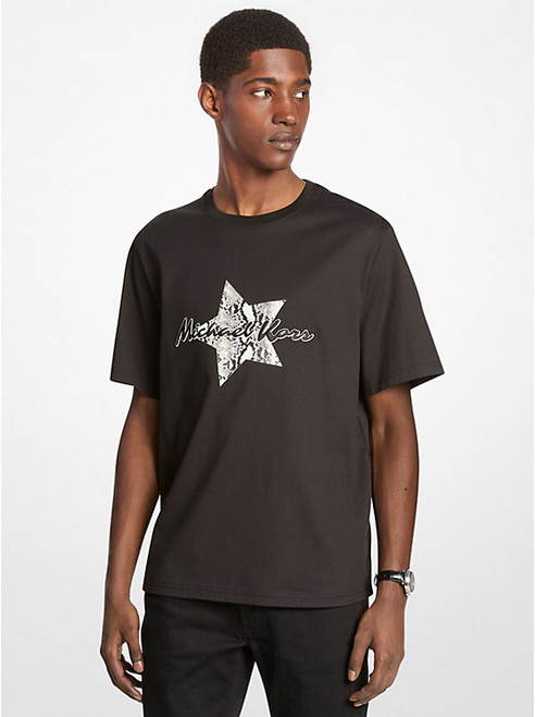 MICHAEL KORS Graphic Cotton T-Shirt BLACK Image 1 MICHAEL KORS Graphic Cotton T-Shirt BLACK Image 1