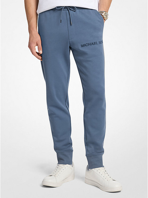 MICHAEL KORS Embossed Logo Cotton Blend Joggers CORNFLOWER Image 1