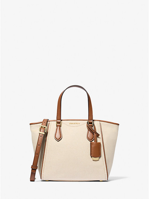 MICHAEL KORS Taryn Small Canvas Convertible Crossbody Bag LUGGAGE Image 1