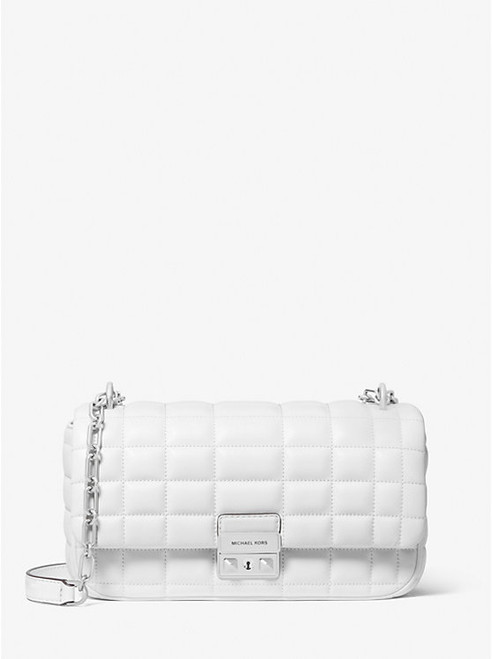 MICHAEL KORS Tribeca Large Quilted Leather Shoulder Bag OPTIC WHITE Image 1