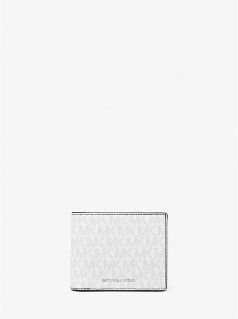 MICHAEL KORS Harrison Logo Billfold Wallet With Passcase BRIGHT WHITE Image 1
