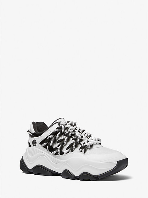 MICHAEL KORS Atlas Cord Mesh And Leather Trainer OPTIC WHITE Image 1 MICHAEL KORS Atlas Cord Mesh And Leather Trainer OPTIC WHITE Image 1