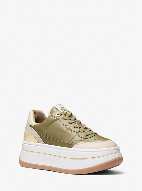 MICHAEL KORS Hayes Two-Tone Leather Platform Sneaker SAFARI GREEN Image 1