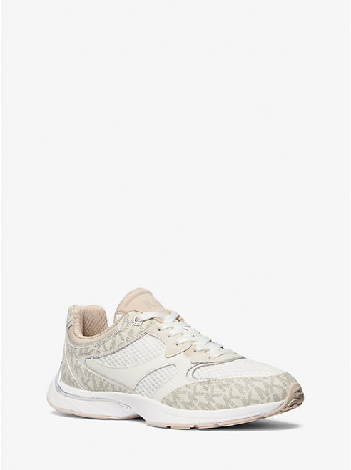 MICHAEL KORS Riley Mixed-Media Trainer VANILLA COMBO Image 1