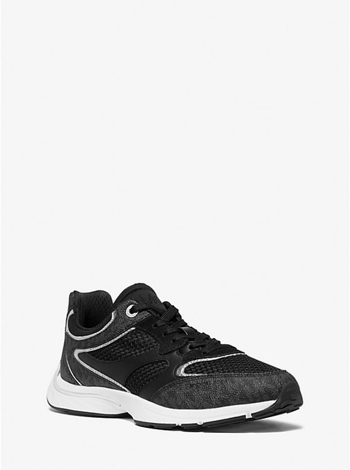 MICHAEL KORS Riley Mixed-Media Trainer BLACK Image 1 MICHAEL KORS Riley Mixed-Media Trainer BLACK Image 1