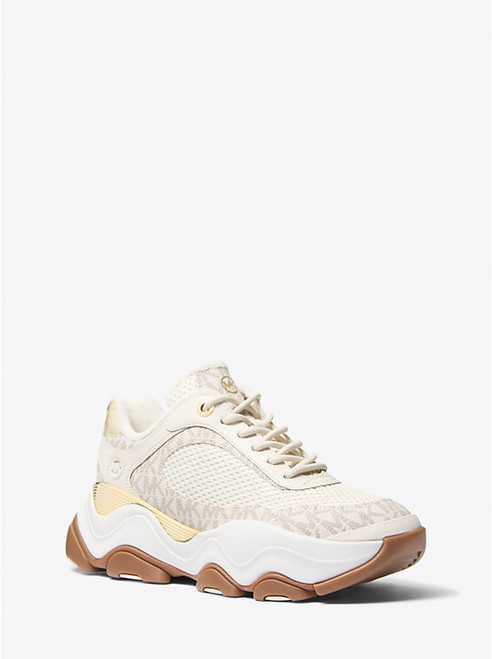 MICHAEL KORS Atlas Signature Logo And Mesh Trainer VAN/CREAM Image 1 MICHAEL KORS Atlas Signature Logo And Mesh Trainer VAN/CREAM Image 1