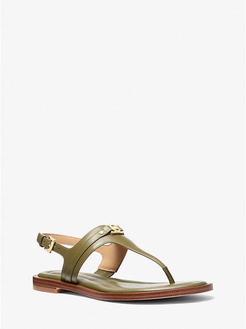 MICHAEL KORS Mandy Leather T-Strap Sandal SAFARI GREEN Image 1