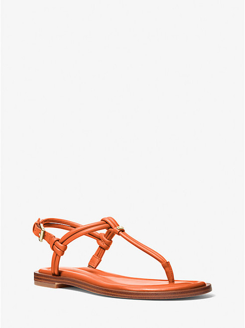 MICHAEL KORS Astra Leather T-Strap Sandal ORANGE PUNCH Image 1