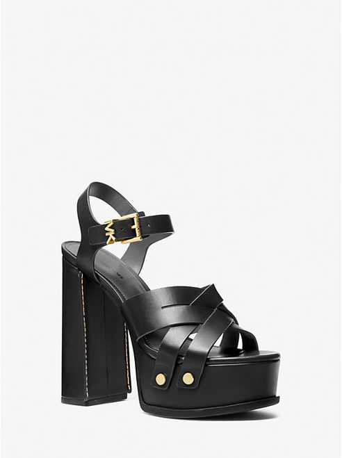 MICHAEL KORS Nora Leather Platform Sandal BLACK Image 1