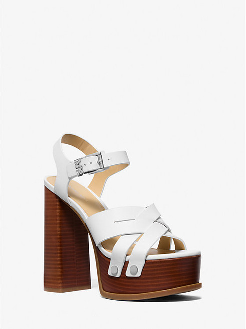 MICHAEL KORS Nora Leather Platform Sandal OPTIC WHITE Image 1 MICHAEL KORS Nora Leather Platform Sandal OPTIC WHITE Image 1