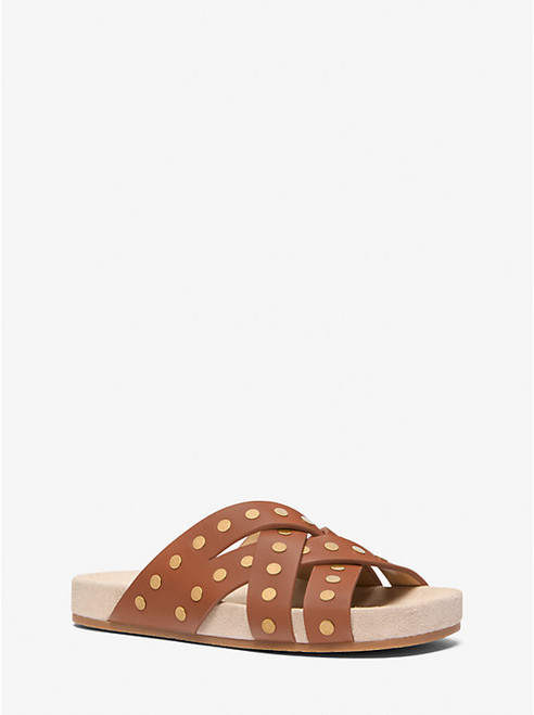 MICHAEL KORS Irene Studded Leather Sandal LUGGAGE Image 1 MICHAEL KORS Irene Studded Leather Sandal LUGGAGE Image 1