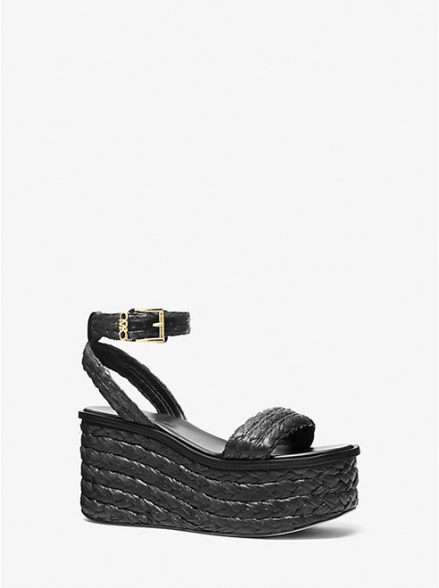 MICHAEL KORS Sandra Straw Platform Sandal BLACK Image 1