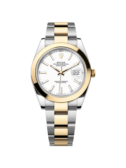 ROLEX Datejust Two-Tone Yellow Gold Smooth Bezel White Index Dial - 126303