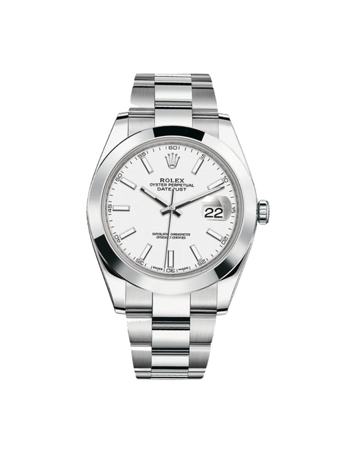 ROLEX Datejust 41mm Smooth Bezel White Index Dial Oyster - 126300