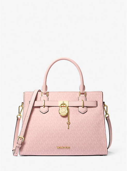 Michael Kors Hamilton Medium Signature Logo Satchel - POWDER BLUSH