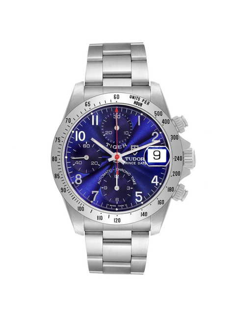 TUDOR Tiger Prince Date Blue Dial Chronograph Steel Mens Watch 79280