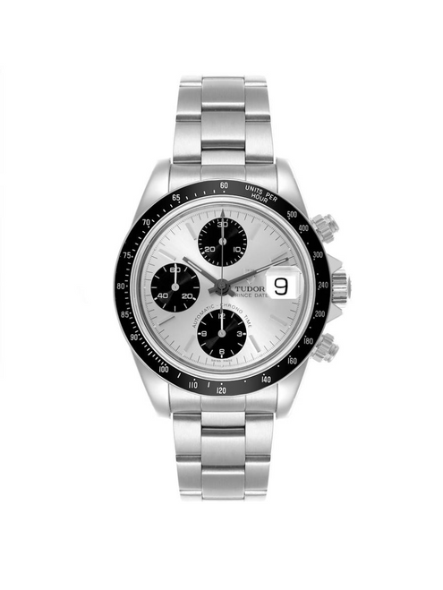 TUDOR Prince Chronograph Silver Dial Steel Mens Watch 79260 Box Papers