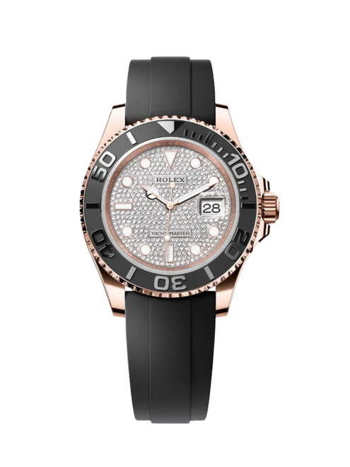 ROLEX Yacht-Master 40mm Everose Diamond Pave Dial Oysterflex - 126655