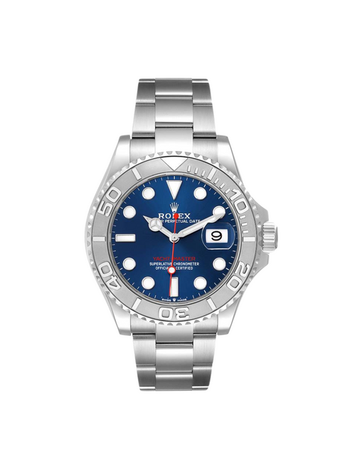 ROLEX Yachtmaster Steel Platinum Blue Dial Mens Watch 126622 Box Card