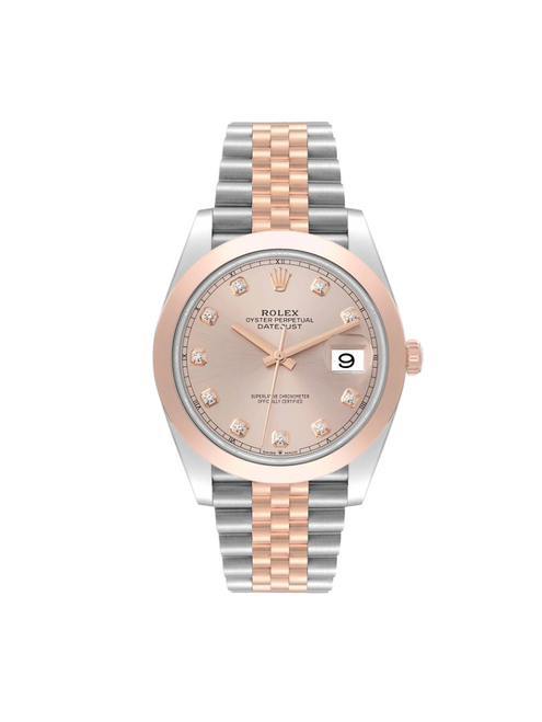 ROLEX  Datejust 41 Steel Rose Gold Diamond Dial Mens Watch 126301 Box Card