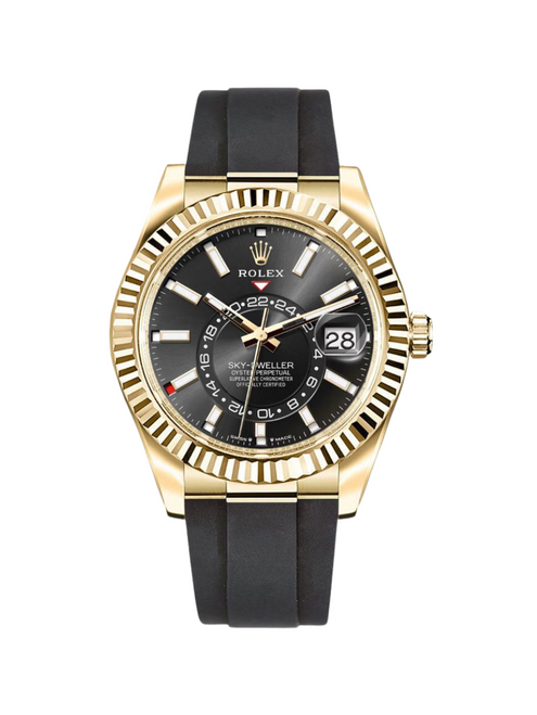 ROLEX Sky-Dweller 18k Yellow Gold Oysterflex Men's Watch 336238