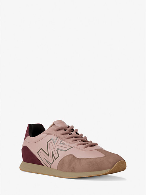 MICHAEL KORS Essex Mixed-Media Trainer CHERRY Image 1