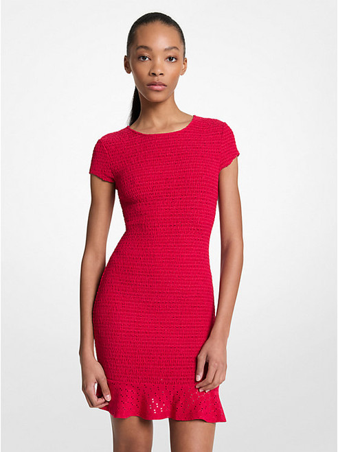 MICHAEL KORS Smocked Knit Mini Dress DARKRASPBERRY Image 1