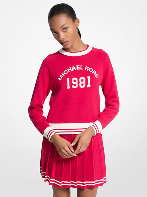 MICHAEL KORS Logo Cotton Blend Sweater DARKRASPBERRY Image 1