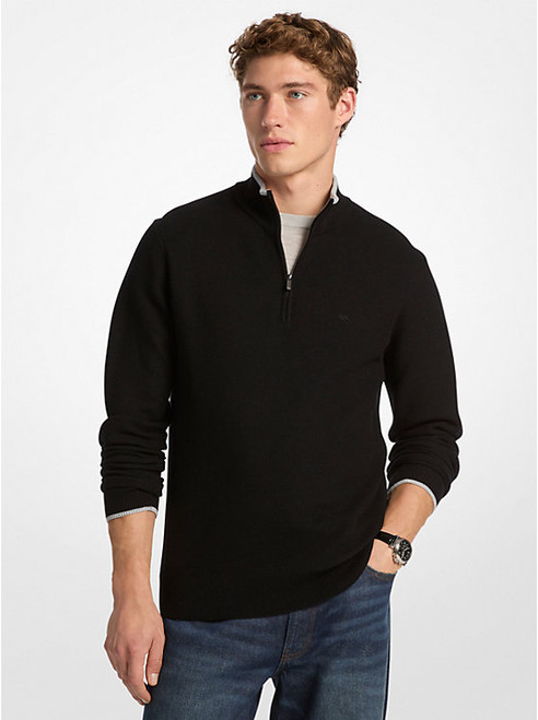 MICHAEL KORS Wool Blend Quarter-Zip Sweater BLACK Image 1