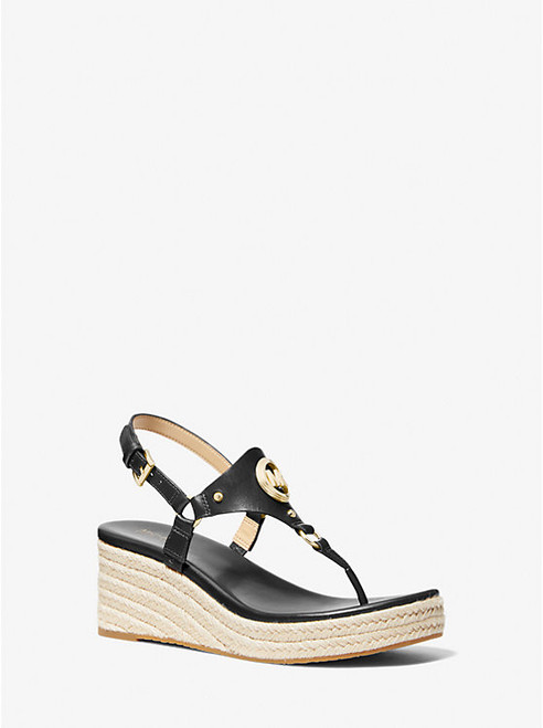MICHAEL KORS Casey Leather Wedge Sandal BLACK Image 1
