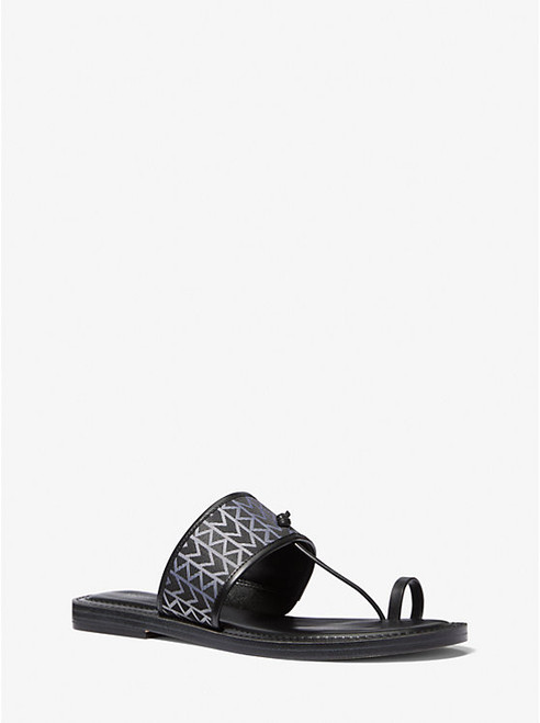 MICHAEL KORS Ashtin Mk2000 Logo Jacquard Sandal BLACK Image 1 MICHAEL KORS Ashtin Mk2000 Logo Jacquard Sandal BLACK Image 1