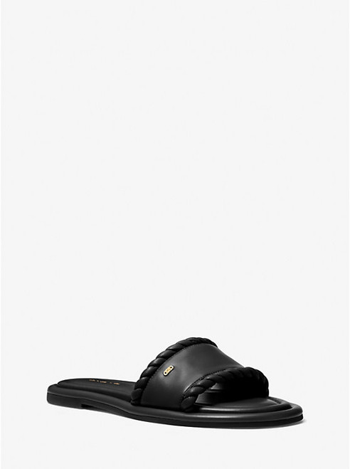 MICHAEL KORS Dana Leather Slide Sandal BLACK Image 1