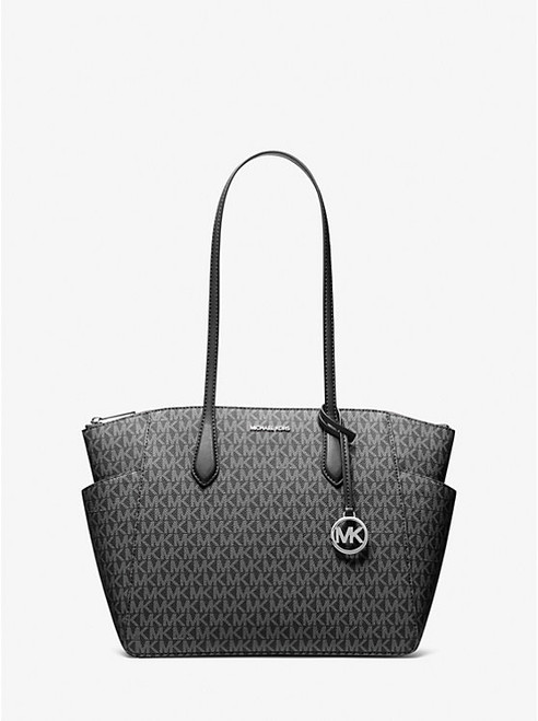 MICHAEL KORS Marilyn Medium Signature Logo Tote Bag BLACK Image 1
