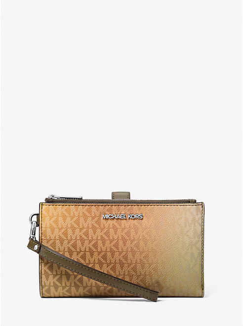 MICHAEL KORS Jet Set Large Ombré Signature Logo Wristlet OLIVE COMBO Image 1