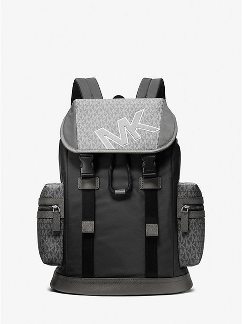 MICHAEL KORS Cooper Signature Logo And Nylon Backpack GUNMETAL Image 1
