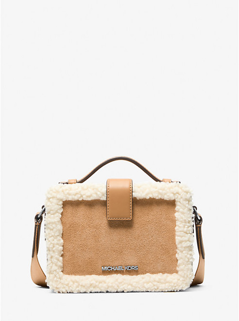 MICHAEL KORS Cooper Suede And Sherpa Crossbody Bag PEANUT Image 1 MICHAEL KORS Cooper Suede And Sherpa Crossbody Bag PEANUT Image 1