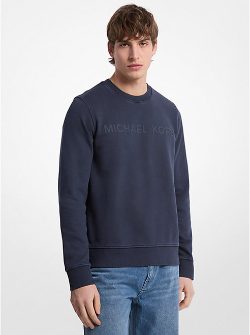 MICHAEL KORS Logo Garment-Dyed Cotton Crewneck MIDNIGHT Image 1