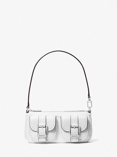 MICHAEL KORS Zoe Small Pebbled Leather Pochette OPTIC WHITE Image 1