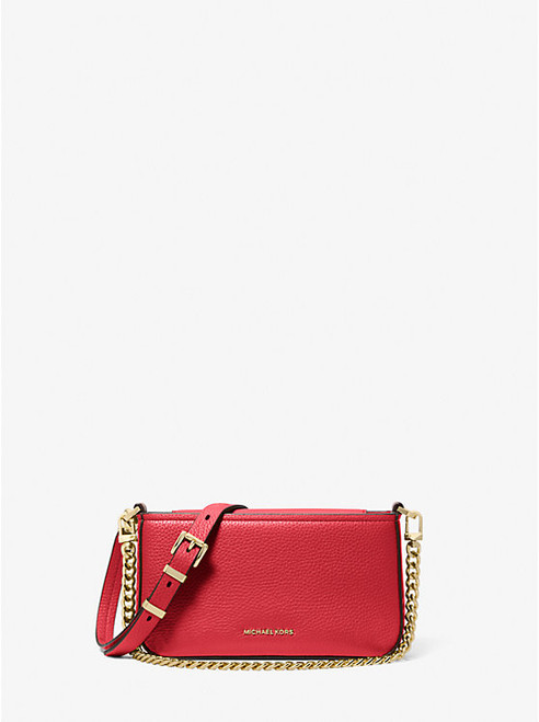 MICHAEL KORS Bryant Small Pebbled Leather Convertible Pochette CRIMSON Image 1