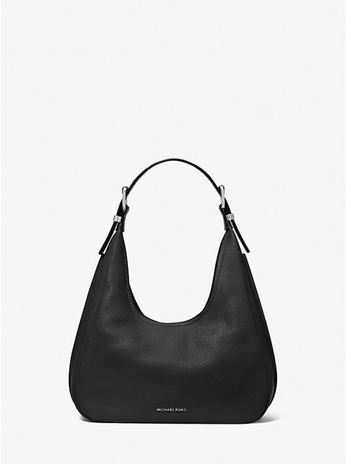 MICHAEL KORS Nolita Small Pebbled Leather Hobo Shoulder Bag BLACK Image 1