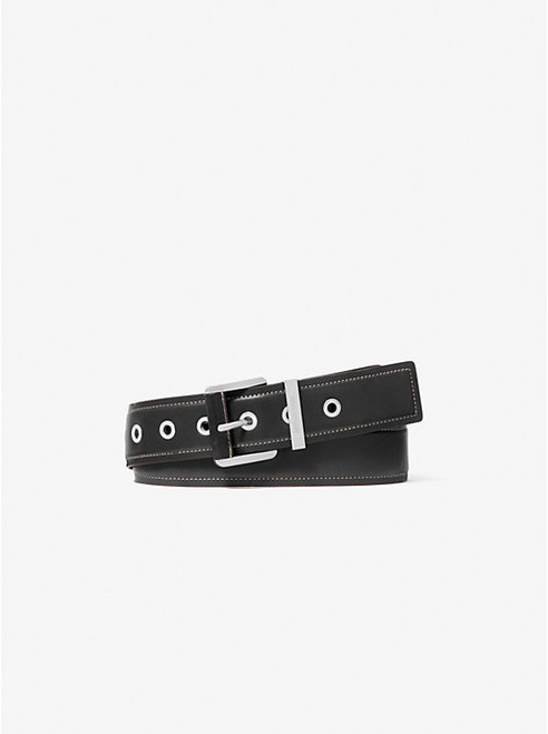MICHAEL KORS Colby Leather Belt BLACK/SILVER Image 1