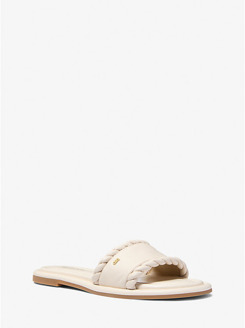 MICHAEL KORS Dana Leather Slide Sandal LT CREAM Image 1