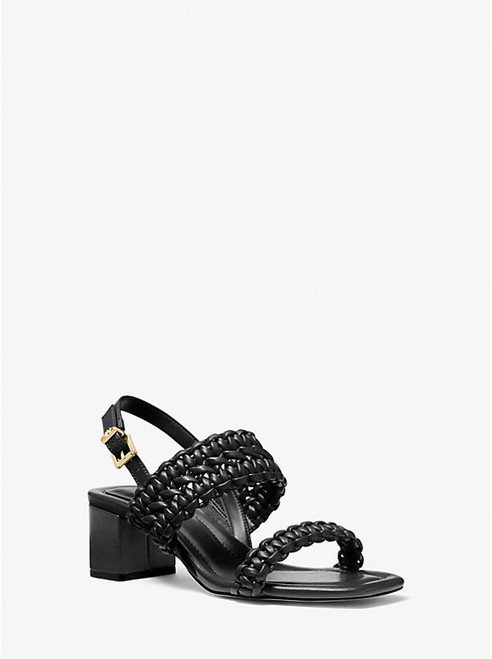 MICHAEL KORS Audrina Woven Block Heel Sandal BLACK Image 1