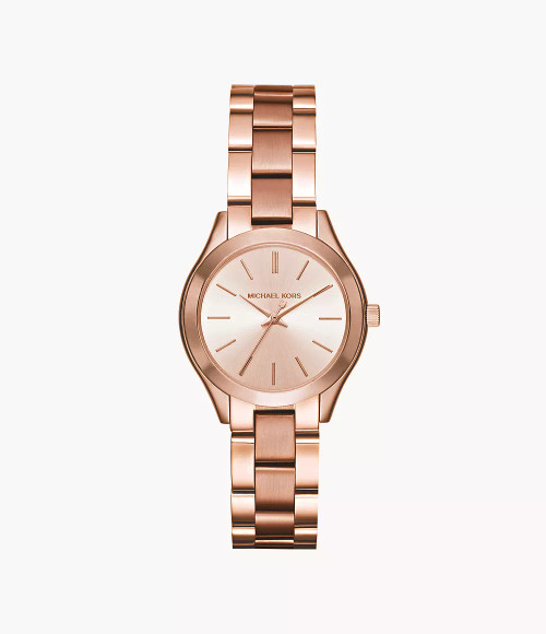 MICHAEL KORS Mini Slim Runway Three-Hand Rose Gold-Tone Stainless Steel Watch Mk3513 Image 1